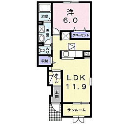 ラルーチェ 1LDKの間取図画像