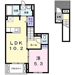 ウエスト・モイ4 1LDKの間取図画像