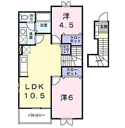 グリーンハイツ大門 2LDKの間取図画像