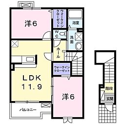 クリアネス2 2LDKの間取図画像