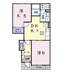 サンルーラン 2DKの間取図画像