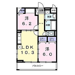 フォレストコート南太秦 2LDKの間取図画像