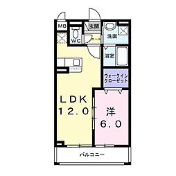 フォレストコート南太秦 1LDKの間取図画像