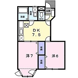 ライブハウスラビット1 2DKの間取図画像