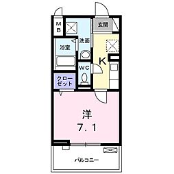 ル・ソレイユ2 1Kの間取図画像
