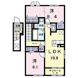 カーサ・コルーテ福 2LDKの間取図画像