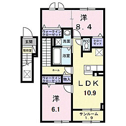 カーサ・コルーテ福 2LDKの間取図画像