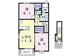 カラフルA 2LDKの間取図画像