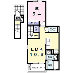 ジラソーレB 1LDKの間取図画像