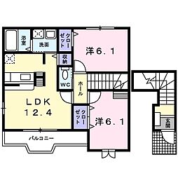 リュエル・1 2LDKの間取図画像