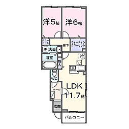 リガーレ 2LDKの間取図画像
