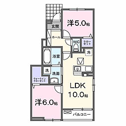エスペランサ樋藤B 2LDKの間取図画像