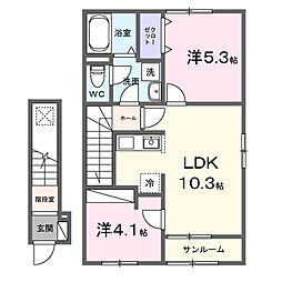 グレイスII 2LDKの間取図画像