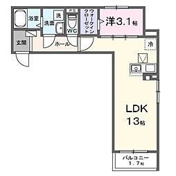 メゾン ド オラクル 1LDKの間取図画像