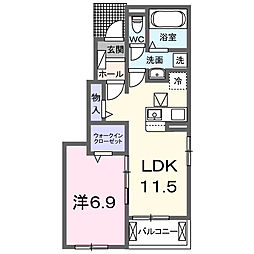 (仮)井手町井手アパート 1LDKの間取図画像