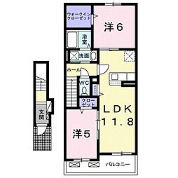 テラス南 2LDKの間取図画像