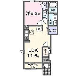 サルス・ノヴァI 1LDKの間取図画像