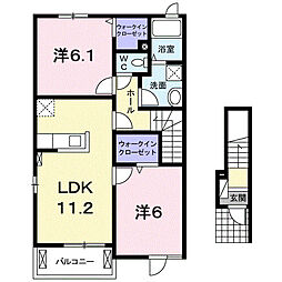 セブンハイツ南2 2LDKの間取図画像
