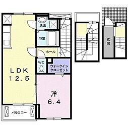 テラスSSK2 1LDKの間取図画像