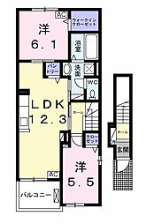 シャレー11 I 2LDKの間取図画像
