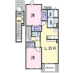 スプリングヴィラC 2LDKの間取図画像