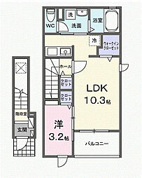 掛川市南2丁目アパート 1LDKの間取図画像