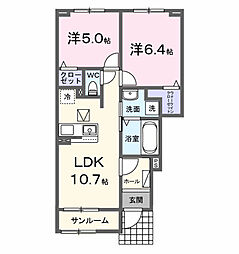 エトリエI 2LDKの間取図画像