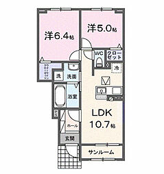エトリエII 2LDKの間取図画像