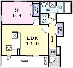 サンリット・タウンD 1LDKの間取図画像