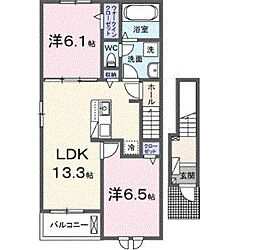 セイバリーV 2LDKの間取図画像