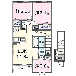 アプリコット 3LDKの間取図画像