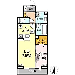 Casa Bianca上杉 1LDKの間取図画像