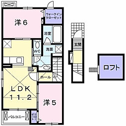 エスポワール真伝2 2LDKの間取図画像