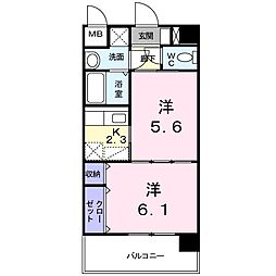 SUN・EAST大橋 2Kの間取図画像