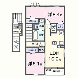 フォレストビューIII 2LDKの間取図画像
