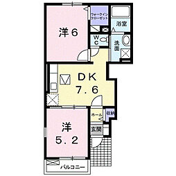 カーサ・エレガンテA 2DKの間取図画像