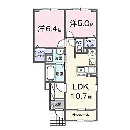 ドマーニ 土崎港 2LDKの間取図画像