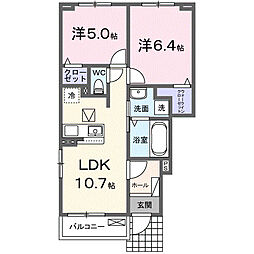 ノワール・リビエール VII 2LDKの間取図画像