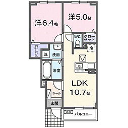 ノワール・リビエール VII 2LDKの間取図画像