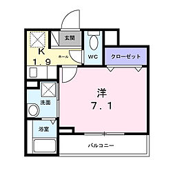 ワイズフラット 1Kの間取図画像
