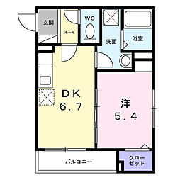 ワイズフラット 1DKの間取図画像