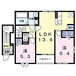 安倉中3丁目アパート(028762401) 2LDKの間取図画像
