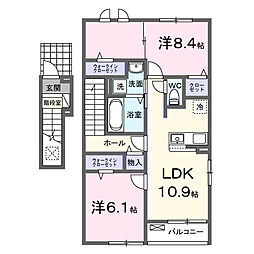 アーバンクレストール 2LDKの間取図画像