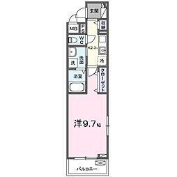 ヒカルサ川越藤間 1Kの間取図画像
