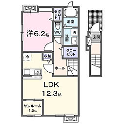 ニューシャトー 1LDKの間取図画像
