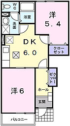 サンルミエール 2DKの間取図画像
