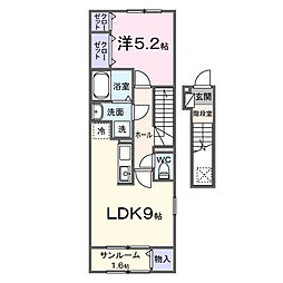 リュッカ・ル 1LDKの間取図画像
