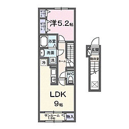 リュッカ・ル 1LDKの間取図画像