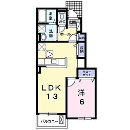 アヴニールB 1LDKの間取図画像