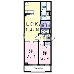 西湊町4丁アパート(028695701) 2LDKの間取図画像